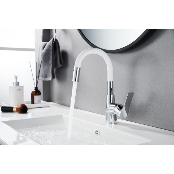 INTER CERAMIC WASHBASIN FAUCET ALISADO ZINC/BRASS CHROME/WHITE - Image 7